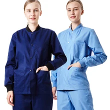 Ceil вязаный шейный платок Медсестры скраб Куртка теплое пальто медицинская Униформа верхняя рабочая одежда для больниц для женщин ребристые трикотажные манжеты застежка