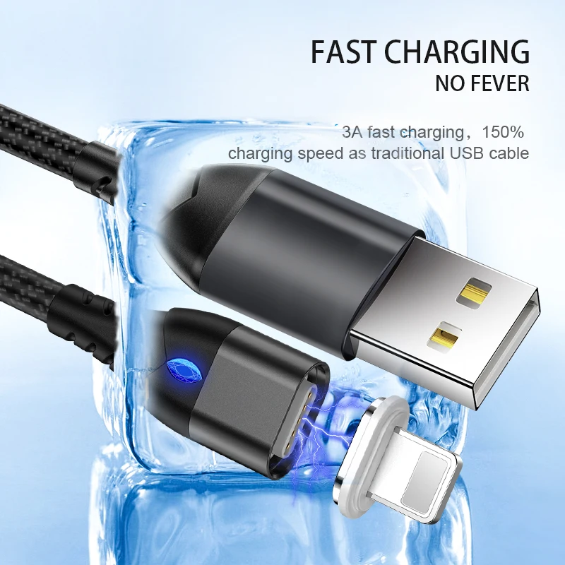 Магнитный 3а 18 Вт USB кабель для быстрой зарядки и передачи данных для type C Lightning Micro USB QC3.0 Быстрая зарядка для мобильных телефонов iPhone Android