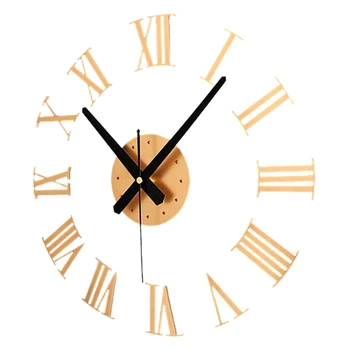 

Promotion! DIY Luxury 3D Roman numerals Wall Clock Large Size Home Decoration Art Clock HOT(color：gold)