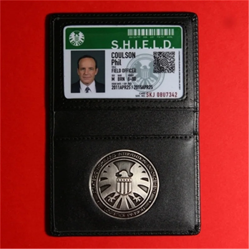Агенты Shield s.h.i.e.l D. Металлический Щит значок Pin& ID карты подлинный кожаный чехол кошелек 1:1 мужской подарок косплей реквизит - Окраска металла: Green ID Card