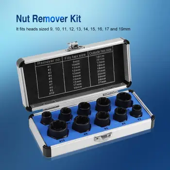 

10pcs/set Stud Extractor Broken Bolt Screw Removal Hand Tools Set Threading Tools Kit Damaged Nut Bolt Remover Kits