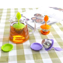 1 шт. ситечко для заваривания чая с силиконовой ручкой из нержавеющей стали, поддон для заваривания чая, устройство для заваривания травяных специй, фильтр, кухонные инструменты