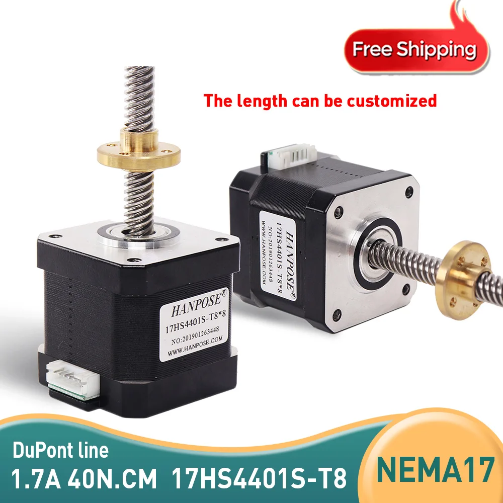 Motor de Passo para Impressora 3d Parafuso Comprimento L310 mm 350 mm 450 mm 1.7a 40cm n. Torque Nema17 Porca de Cobre