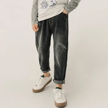 

Fashion Boy's Jeans Soft Cotton Long Denims Pants Kids Casual Loose Daily Elastic Waist Trousers Autumn Winter Pants For 2-14y