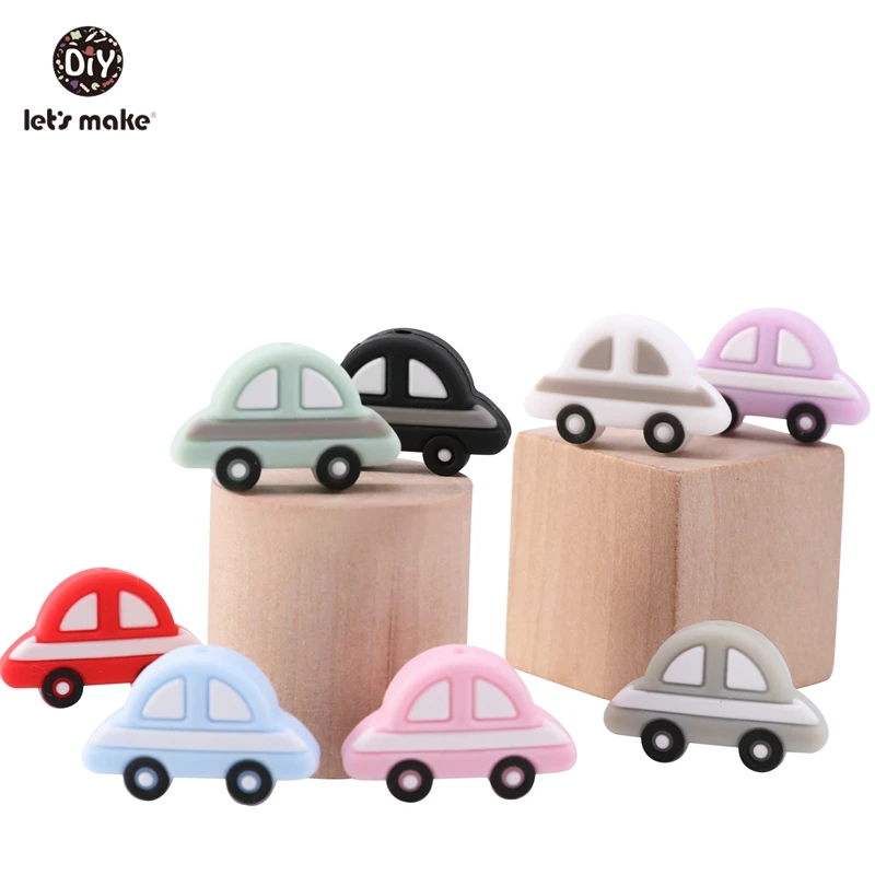 

Let's Make 50pc Baby Teether Food Grade Cartoon Car Shape Tiny Rod DIY Teething Necklace BPA Free Soft Baby Silicone Teethers