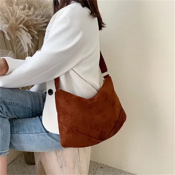 

Messenger Bag Soft PU Solid Color Small Bag Women Autumn And Winter 2020 New Matte Retro Suede Korean Large Capacity Tote Bag