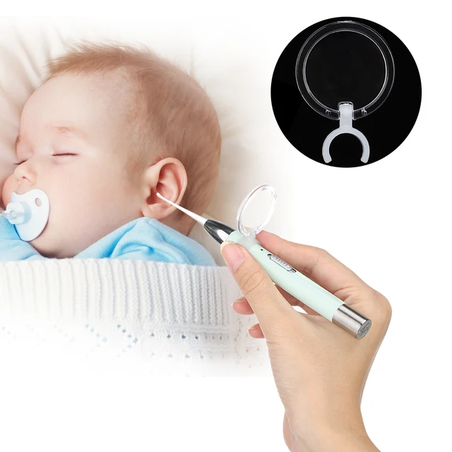 Electric Baby Ear Cleaner Set Ear Wax Removal Flashlight Earpick Ear Clean Earwax Remover Luminous Ear Light Spoon Nose Clip 5