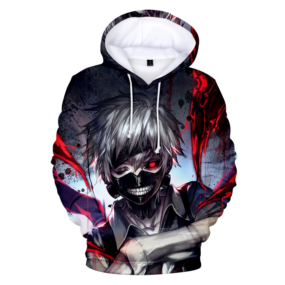 Модная толстовка с капюшоном 3D принтом Tokyo Ghoul для мужчин и женщин повседневные