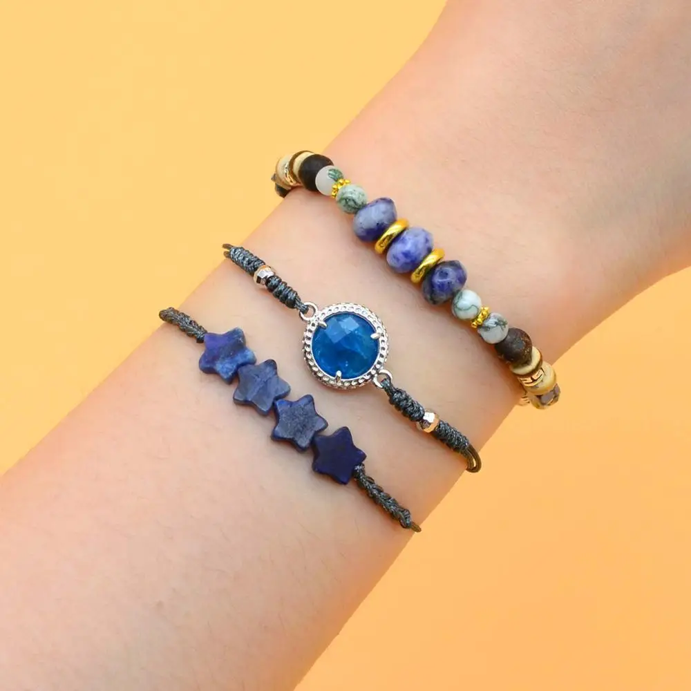 Bohemian Fashion Blue Crystal Pendant Adjustable Bracelet For Women Jewelry | Украшения и аксессуары