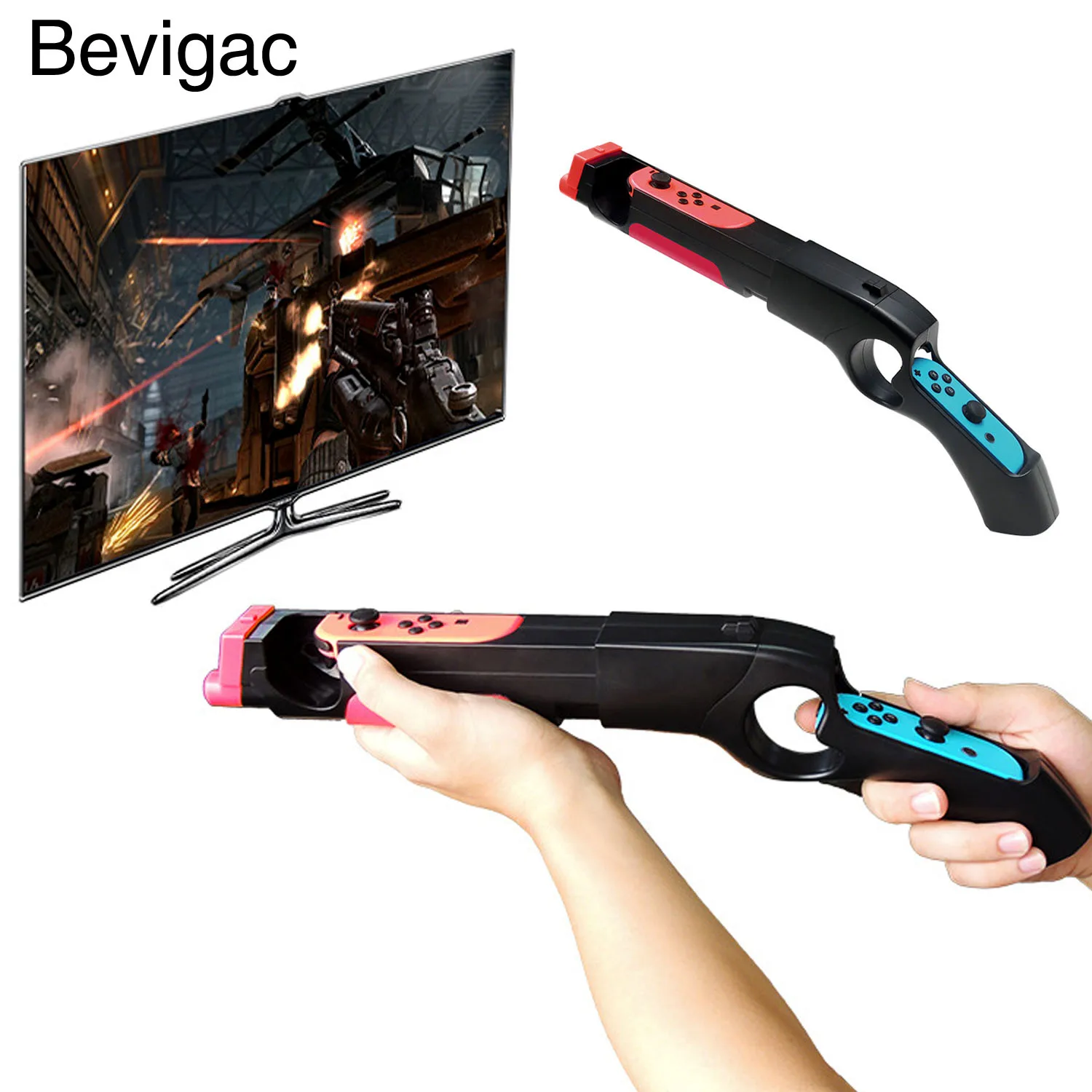 

Bevigac Shooting Gun Handle Joystick Holder Game Peripherals Handgrip for Nintendo Nintend Switch NS Joy-Con Controller Gadgets