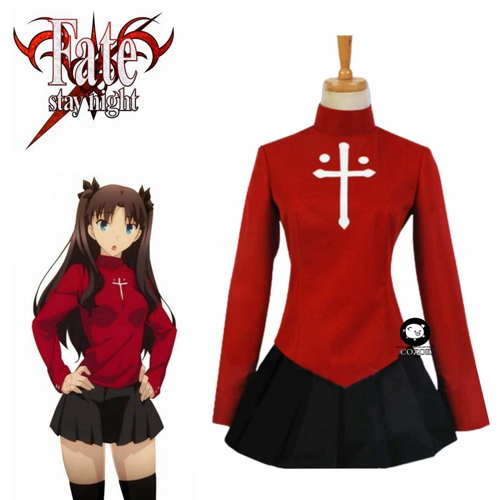 Fate Stay Night Rin Tohsaka Uniform Red Suit Top Skirt Dress Cos Anime Halloween Cosplay Costume Aliexpress