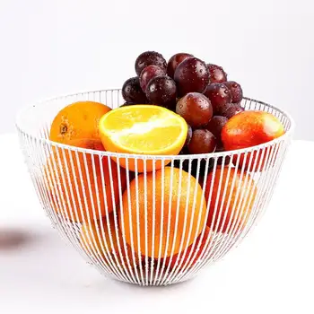 

Nordic Style Metal Round Fruit Basket Bowl Straight Line Slash S/L For Kitchen Dinning Table Food Snack Storage Decoration