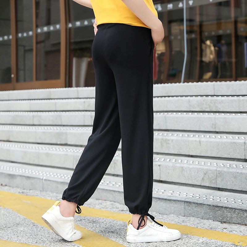 Maternity boot cut pants summer Wide Leg Shorts Comfy Adjustable Elastic Waist Belly Support Pants Maternity Trousers