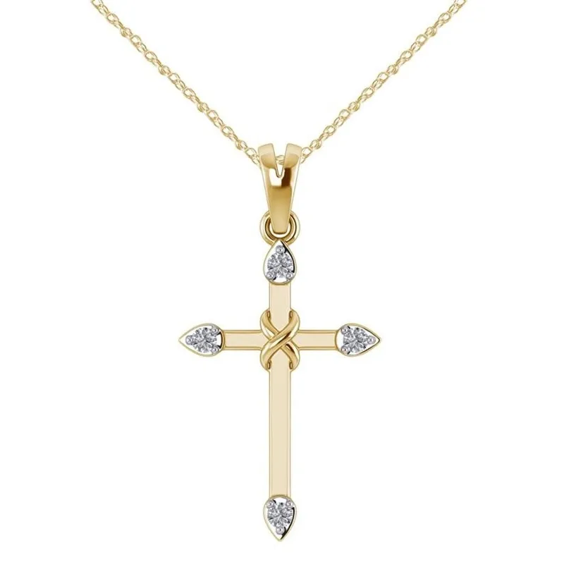 FDLK Новое модное двухцветное ожерелье из сплава/розового золота с крестиком