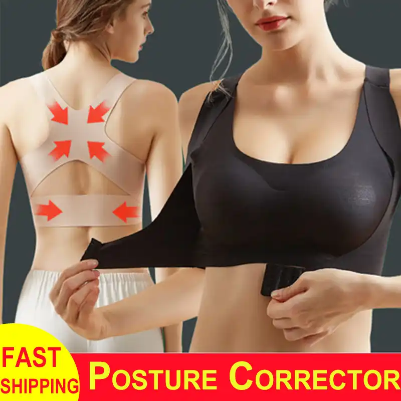 Mulher sutiã postura corrector bralette frente encerramento sutiãs aptidão colete push up bra feminino sutiã cueca cruz volta tanque topos