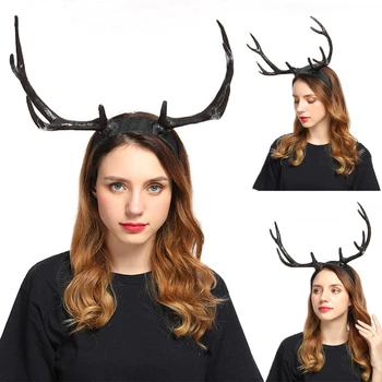 

Christmas Elk Antler Headband Gothic Halloween Deer Horn Xmas Antler Costume Hairband Props