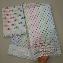 Мягкие кружевные ткани в Дубае высокое качество кружева хлопок швейцарская вуаль кружева в швейцарском нигерийском кружева 5+ 2 ярдов