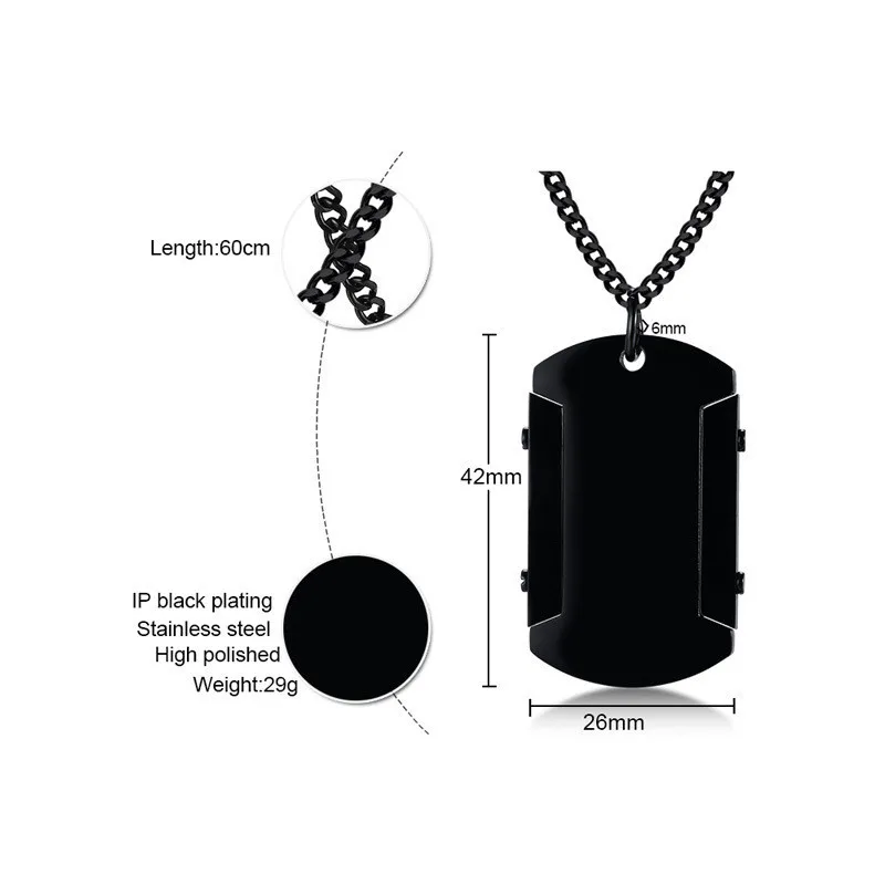 Mostyle, высокое качество, 316L, Черная Нержавеющая Сталь, для мужчин, Dog Tag, подвеска, ожерелье, крутой, для мужчин, панк, ювелирные изделия, подарки