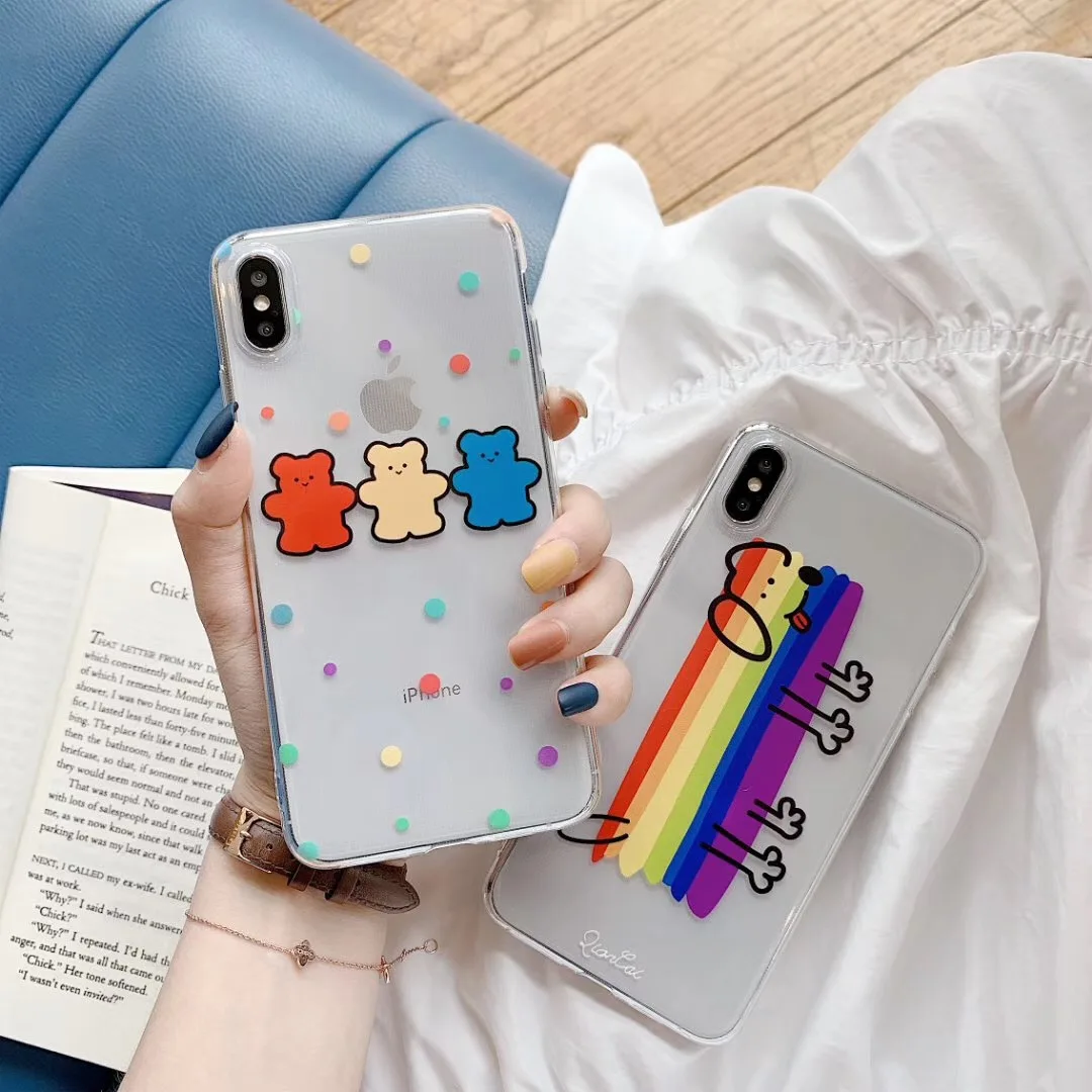 

Cute candy color tongue tongue bear phone shell for iphone XS MAX XR X 6S 7 8plus back cover cartoon soft TPU sleeve Fundas Capa