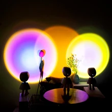 Wall Decor LED Robot Projector Atmosphere Light Touch Control Adjustable Sunset Rainbow Sun Background Projection Lamp