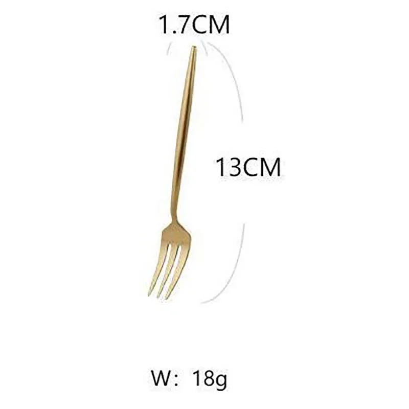 Золотой столовый набор из 18/10 нержавеющей стали, набор столовых приборов, палочки для еды, нож для масла, десертная обеденная ложка, вилка, чайная ложка, посуда, 1 шт - Цвет: fruit fork
