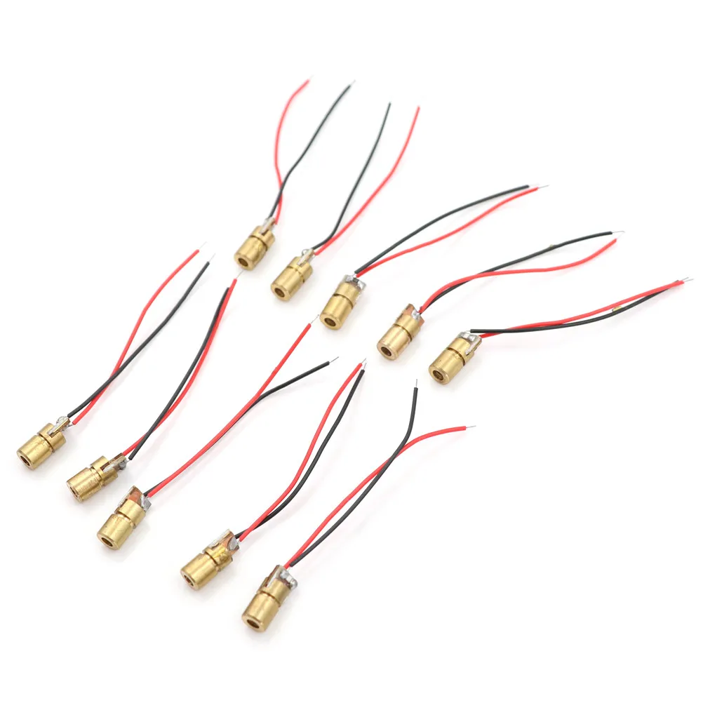 10PCS 3V 5mW  Laser Dot Diode Module Red Copper Head 650nm 6mm Wholesale