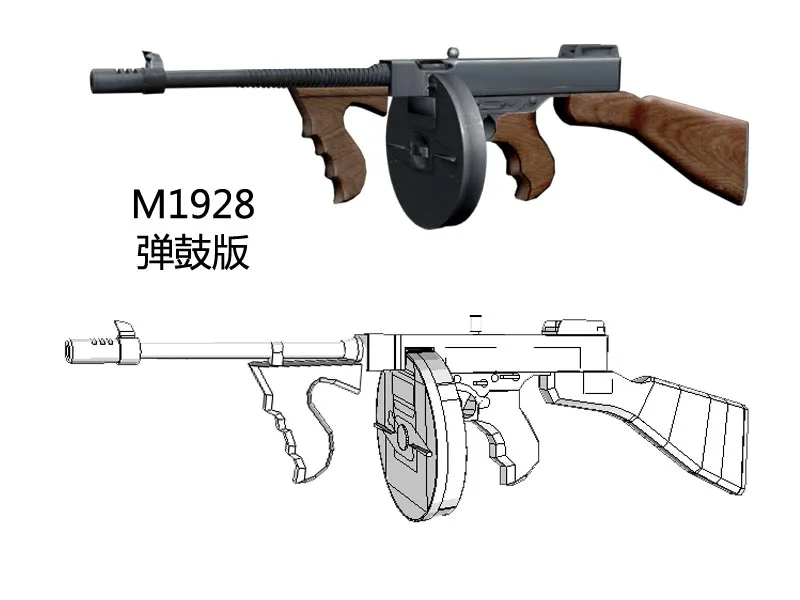 3D бумажная модель 1:1 пистолет Томпсона M1928|Наборы для сборки моделей| |
