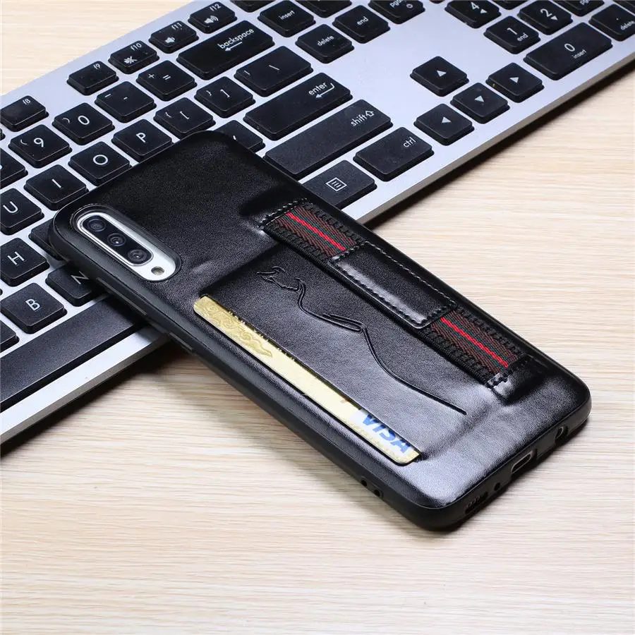 

Luxury Wrist Strap Hand Band PU Leather Phone Case For SAMSUNG Galaxy A70 2019 A705FN Wristband Band Card Slots Soft TPU Cover