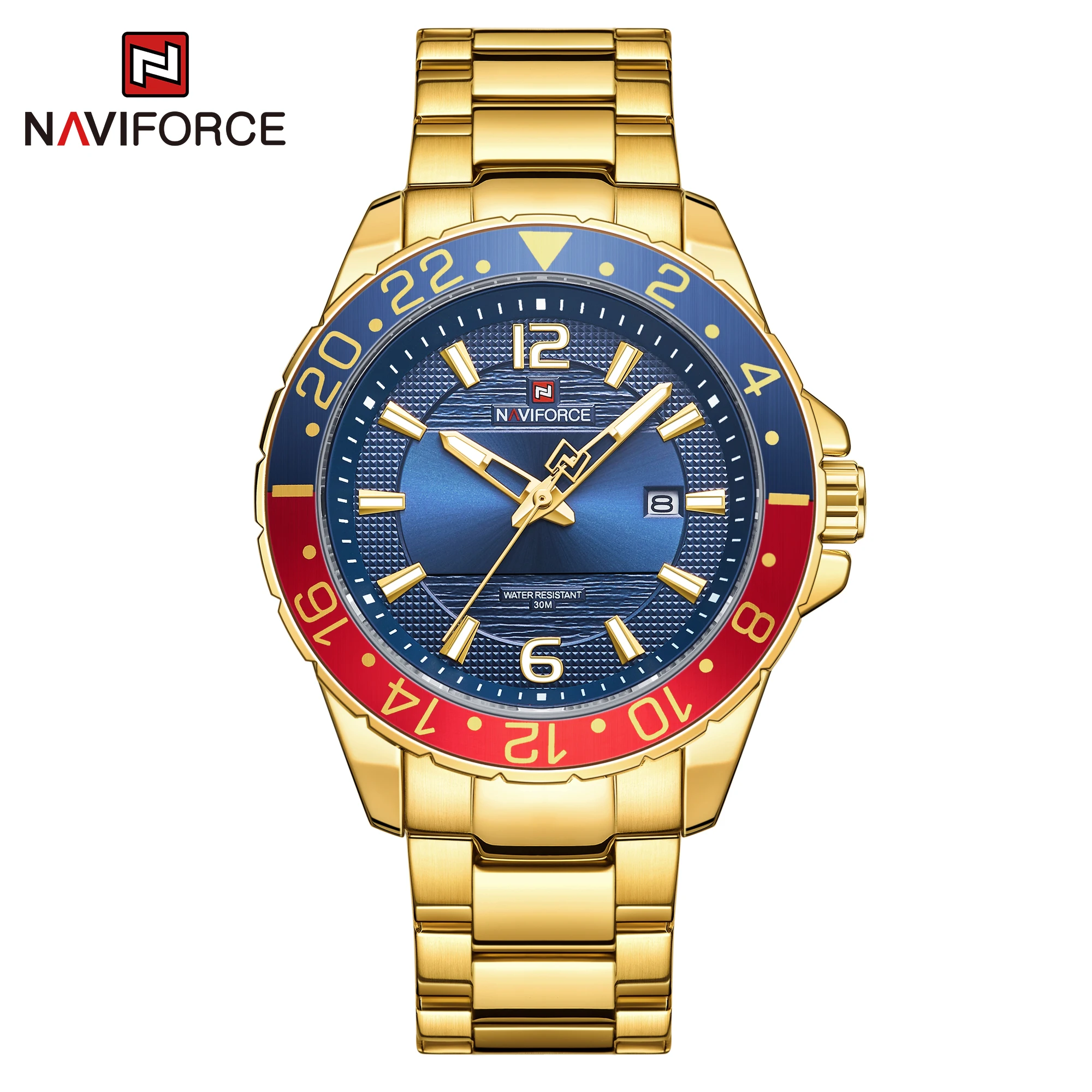 Мужские водонепроницаемые аналоговые наручные часы NAVIFORCE 3 АТМ из нержавеющей
