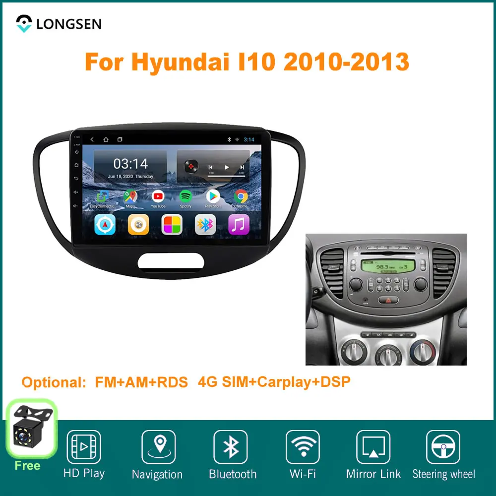 9" Android 10 For Hyundai I10 2010,,2011,2012,2013 Multimedia Video Gps