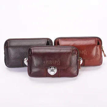 

Genuine Leather Lock Wallet Cowhide Embossed Leather Men's Bag Outdoor Casual Purse Wear-Resistant Practical Wallet