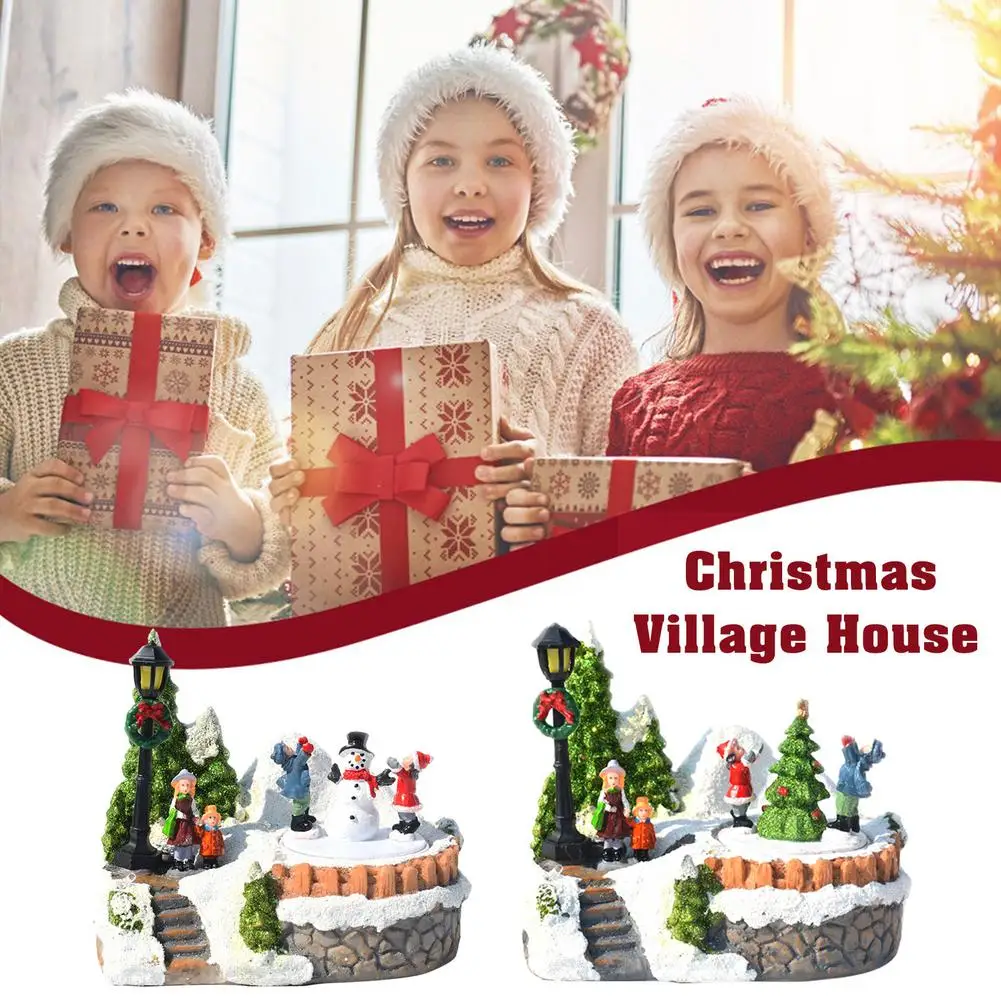 Christmas Scene Village House Ornament Perfect Addition to Your Christmas Indoor Decorations & Christmas Village Display Xiaoling Musical Winter Snow Village 