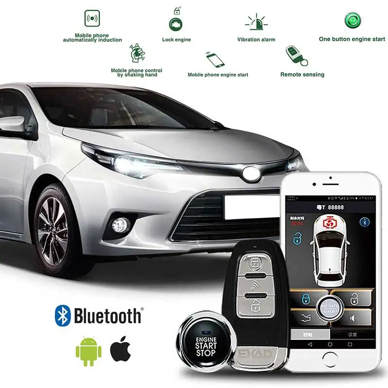 Smartphone APP Remote Start 3-5M Keyless Entry Car Security System Alarme Automotivo Central Locking With 2 Remote Control