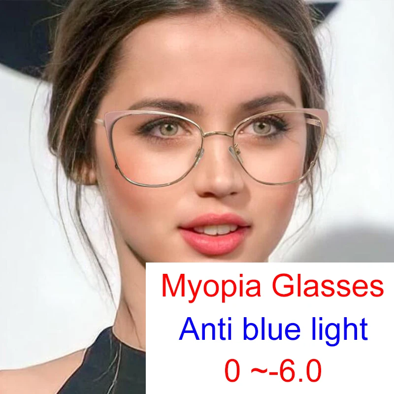 FeminineOpticalMyopiaGlassesLuxuryBrandCatEyeBlueLight
