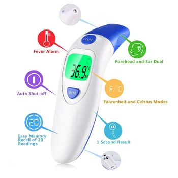 

LCD Digital Non-contact Infrared Thermometer Forehead Ear Temperature Meter#3.30#WY6