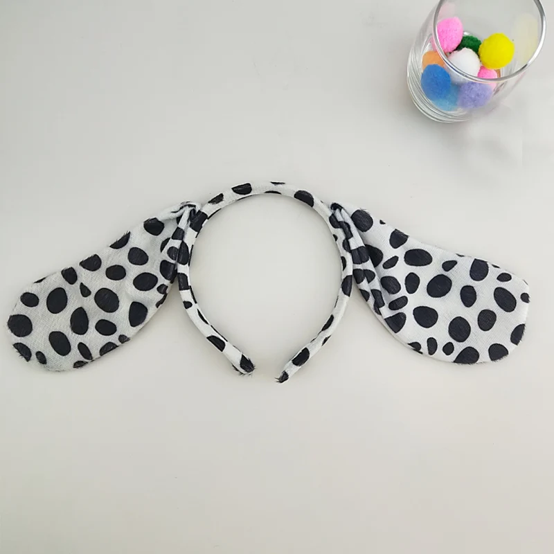 Kids Boys Girls Dalmatian Dog Ear Headband Bow Tie Tail Animal Cosplay Party Halloween Costume for Kids Birthday Gift Christmas