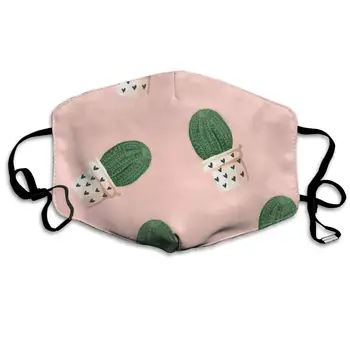 

Pink Cartoon Cactus Washable Reusable Mask, Cotton Anti Dust Half Face Mouth Mask For Kids Teens Men Women With Adjustable Ear