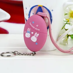 Magnifique porte clés imprimé de dessin animé rose/bleu, alarme personnelle d'auto défense d'urgence 120db, alarme Anti loup pour femmes et enfants 