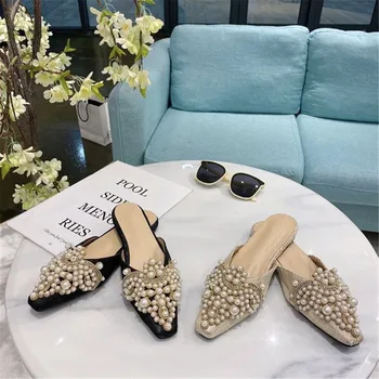 

Quality Women's Sandals Top String Bead Lace Sweet Ladies Shoes New Summer Fashion Cool Flat with Shoes Soft Antiskid Sandals