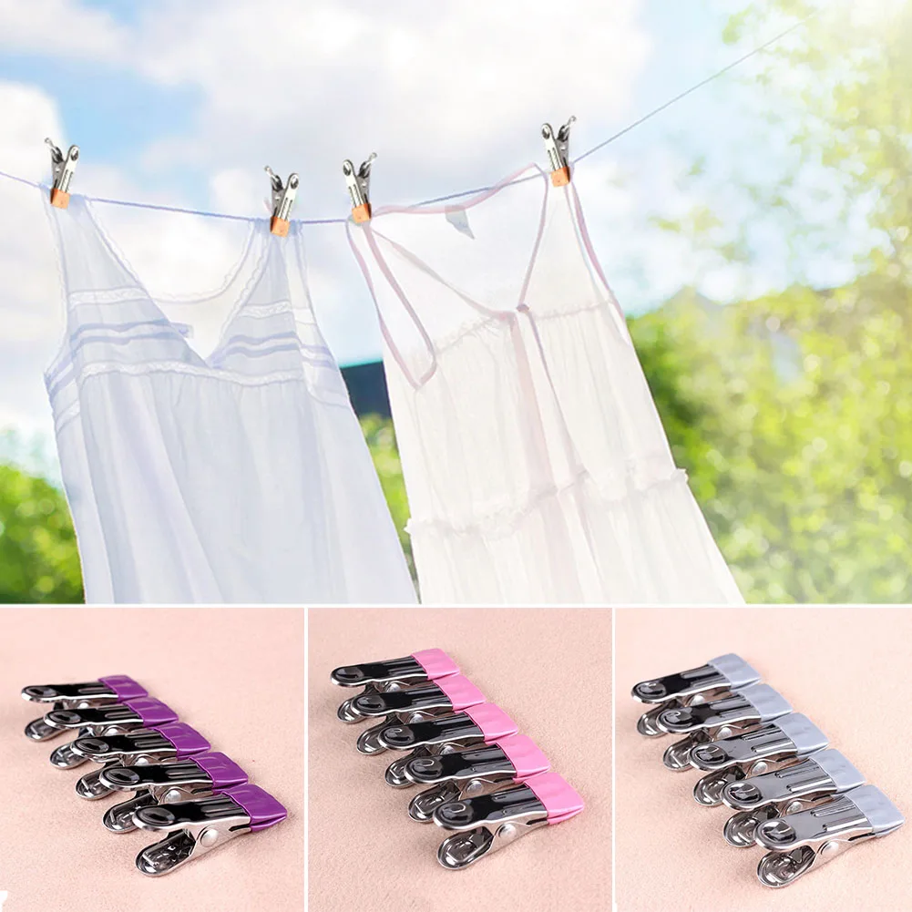 20pcs/set Hanger Large Anti Slip Clothespin Stainless Steel Clothes Pegs Sun Drying Multifunctional Quilt Socks Clamps Fixing