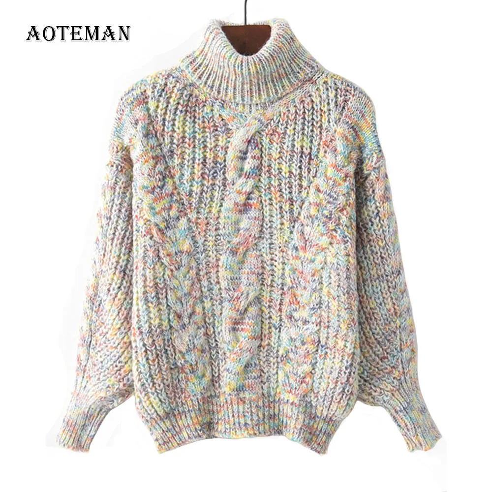 

Autumn Winter Sweater Women 2020 New Casual Thick Warm Turtleneck Long Sleeve Sweater Loose Oversized Pullover Knitted Sweaters
