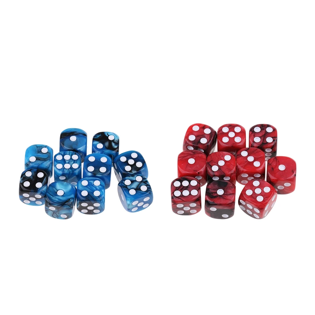 20Pcs Acrylic Six Sided Dotted Dice Dies TRPG for Dungeons and Dragons Props