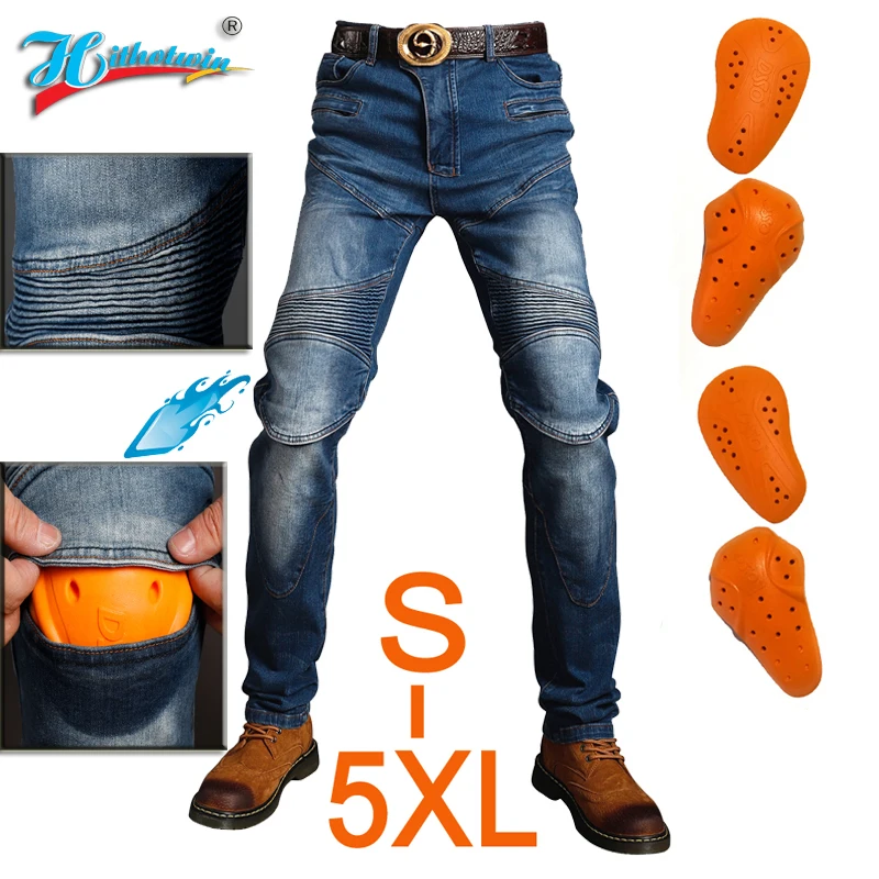 

2020 New 718 Motorcycle Pants Men Moto Jeans Protective Gear Riding Touring Motorbike Trousers Motocross Pants Blue/Black Pants