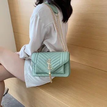 

Quality Solid Color Small Square Bags Fashion Chain Shoulder Messenger Bags Elegant Tassel Decoration Crossbody Bags Channels