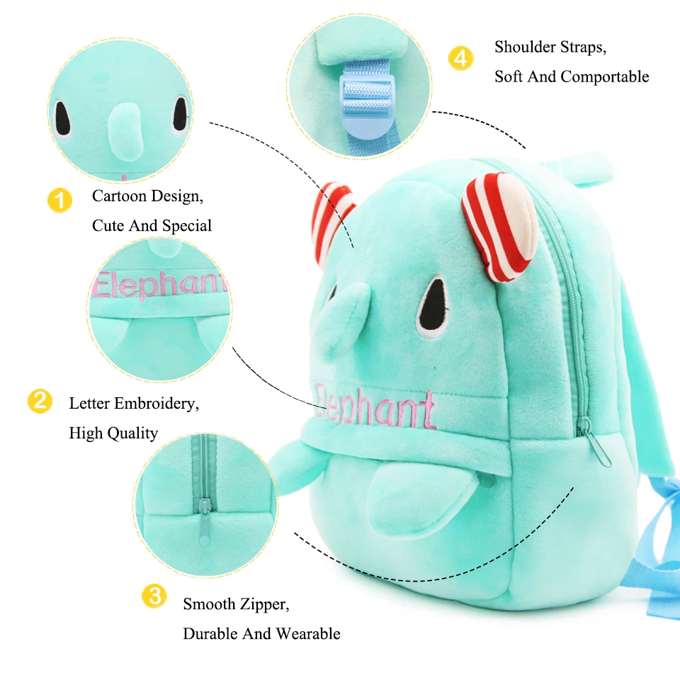 Новая Милая Детская плюшевая сумка с синим слоном Mochila Infantil, плюшевая сумка средней длины Borsa Bambina Bolsa Minnie От 3 до 5 лет, Детская сумка «peluche»
