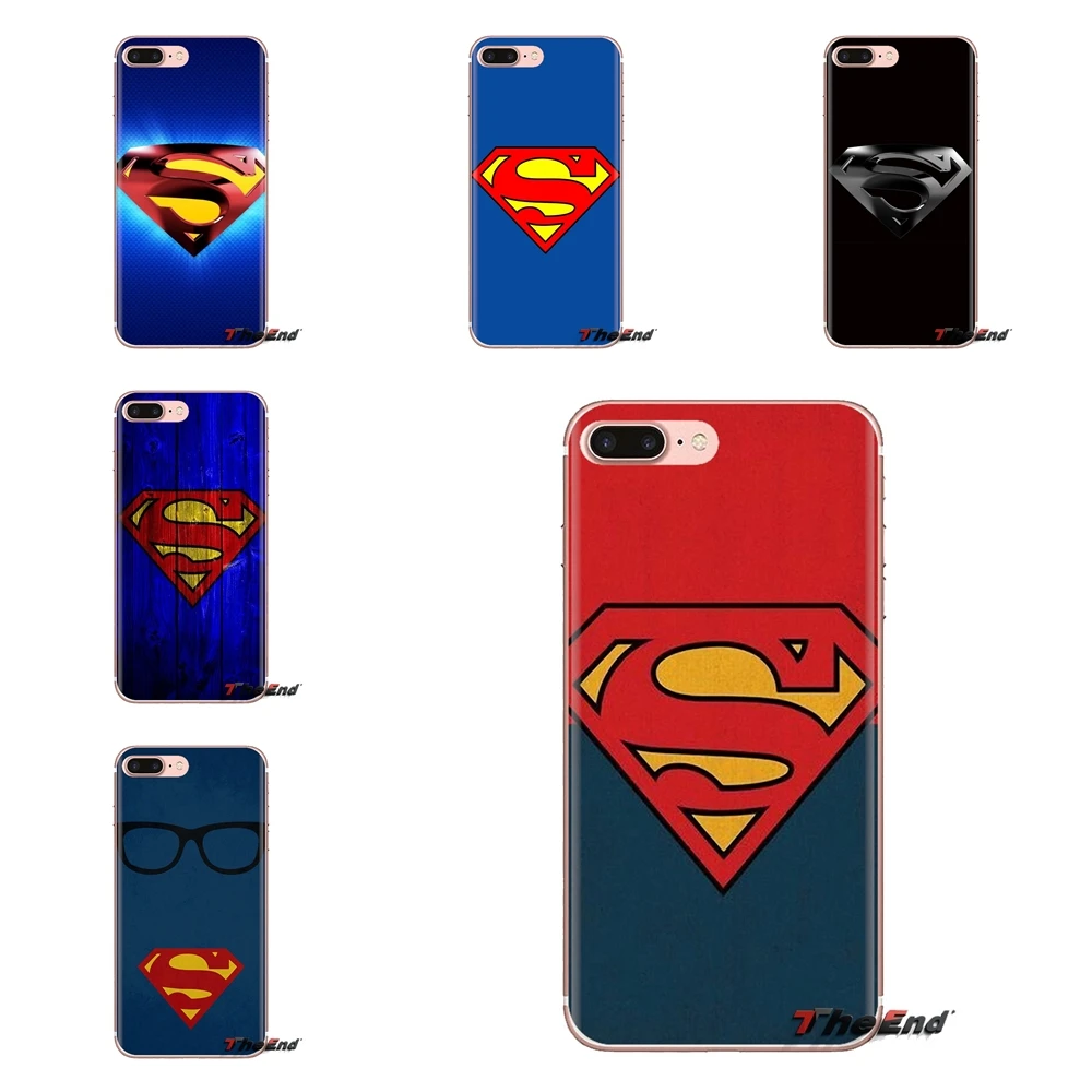 Transparent Soft Cases Cover For Samsung Galaxy S2 S3 S4 S5 MINI S6 S7 edge S8 S9 Plus Note 2 3 4 5 8 Coque Fundas Superman Logo |