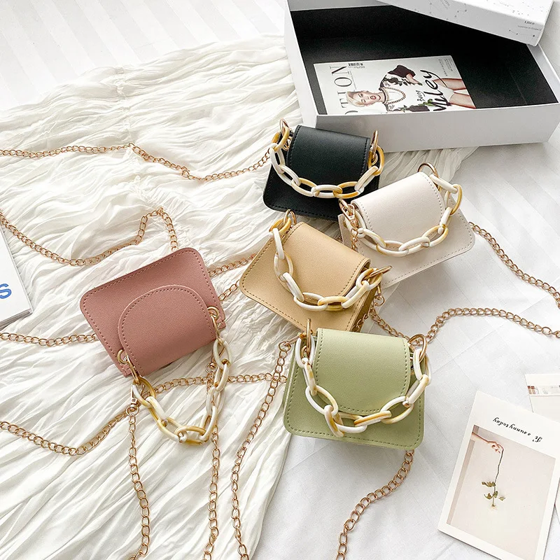 Bolsos cruzados de cuero para mujer, bolso de mano pequeño con cadena para hombro