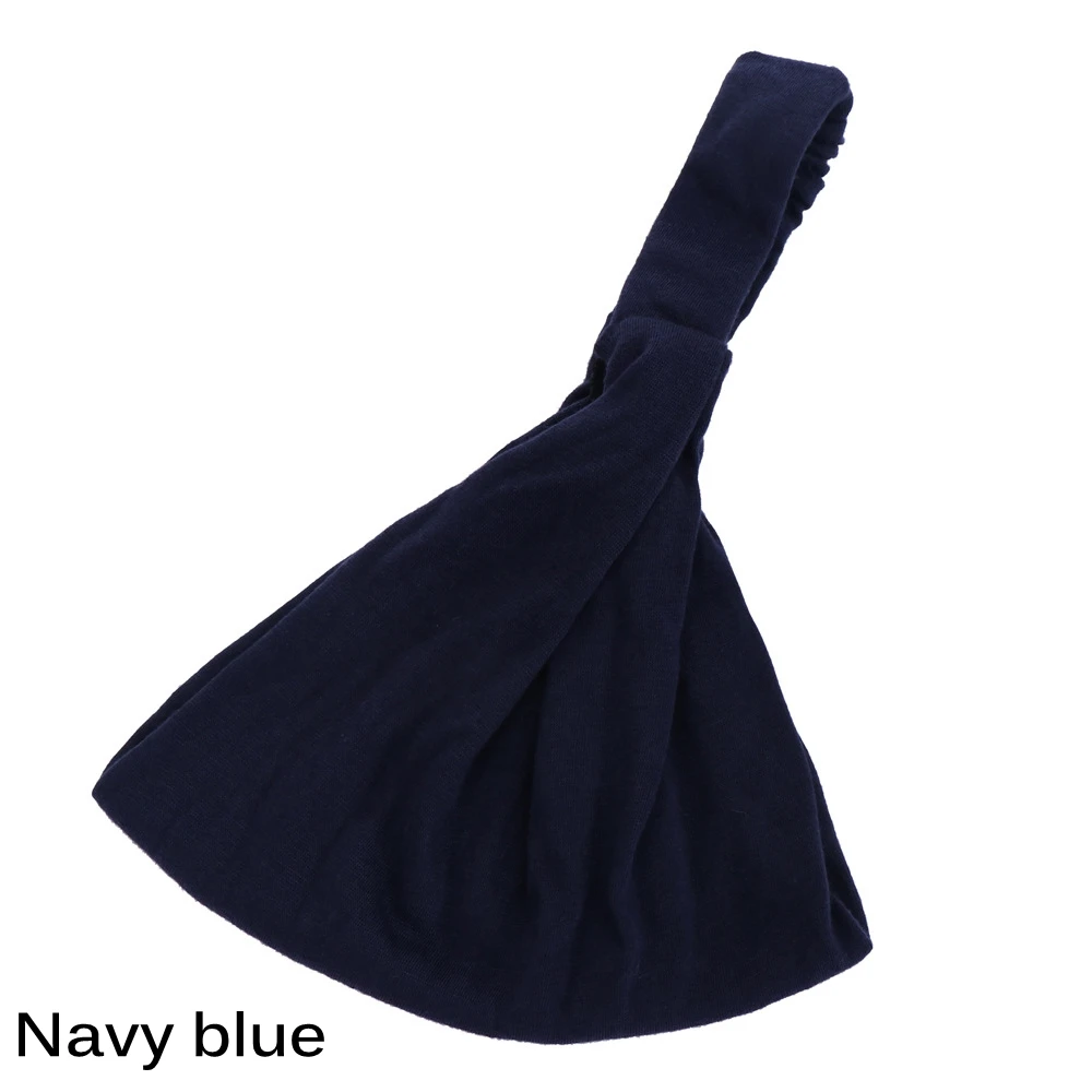 Navy Blue 1 шт. Для женщин эластичное оголовье однотонная широкая повязка для волос повязка на голову для йоги резинка для волос, тюрбан спортивный головной Обёрточная бумага для укладки волос Аксессуары для одежды инструменты - Цвет: Navy Blue