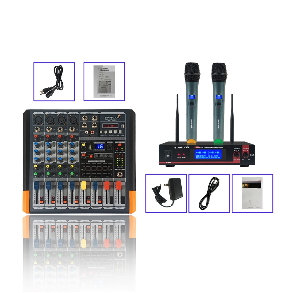 STARAUDIO 2000 Вт 4 канала на солнечных батареях USB BT MP3 студии DJ микшер живой звук