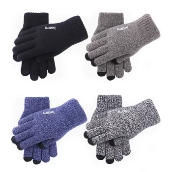 

Winter padded non-slip wool gloves warm touch screen knit men's gloves